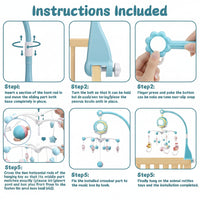 Rotating baby mobile with four detachable hanging toys