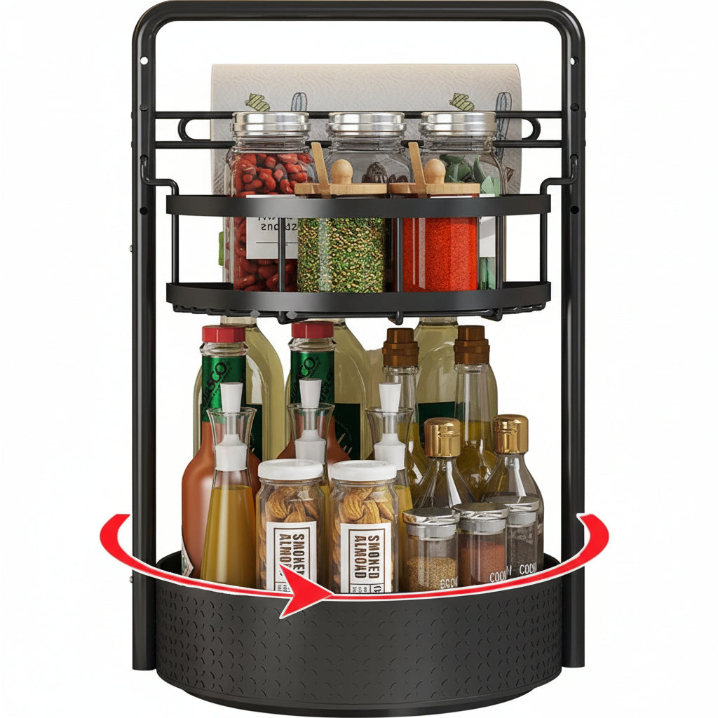 Rotating countertop organizer for spice jars