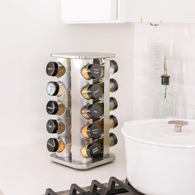Rotating countertop rack with multiple spice jars