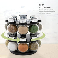 Rotating spice jar rack with multiple storage spaces