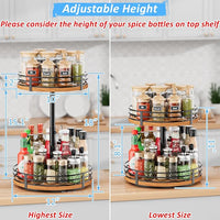 Wooden rotating spice rack for kitchen countertop