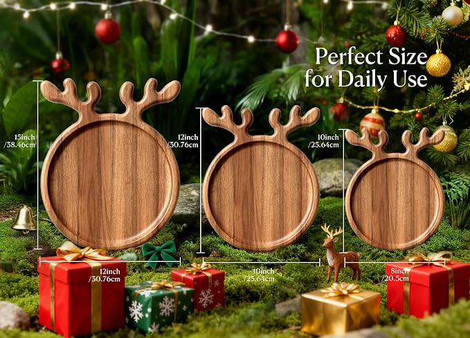 Round acacia wood charcuterie tray for cheese and fruit