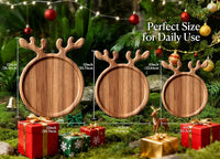 Round acacia wood charcuterie tray for cheese and fruit