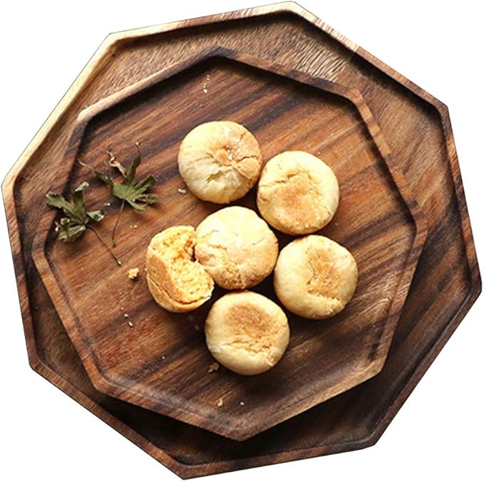 Round and square acacia wood serving platters