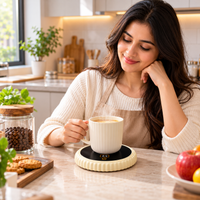black and cream electric coffee cup warmer