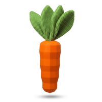 Rubber-style carrot dog play toy with textured surface
