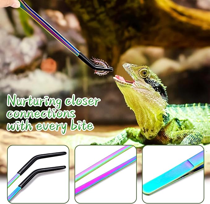 Rubber Tip Reptile Feeding Tongs for Safe Handling of Live Food and Insects
