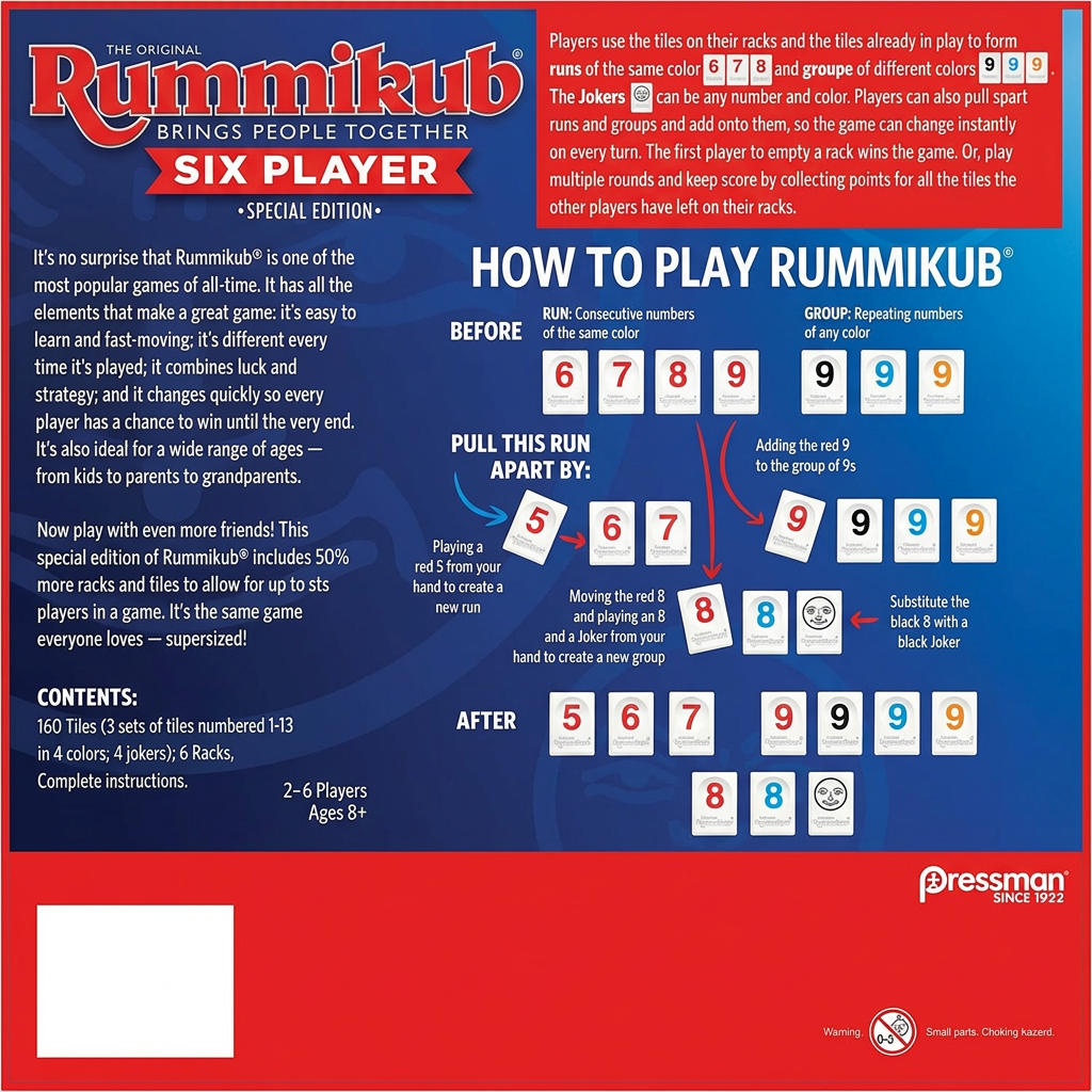Rummy tile game box with more tiles for extra play