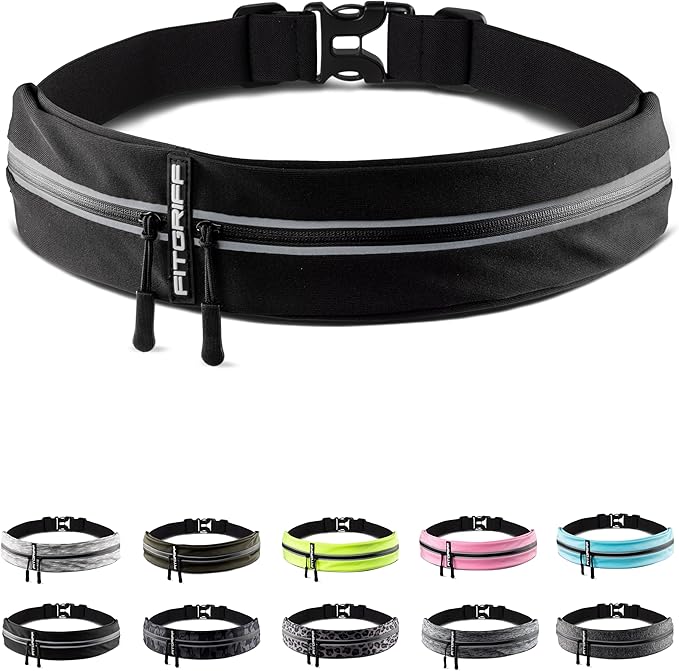 Running belt for men and women with phone holder and secure fit