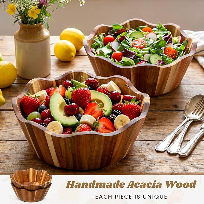 Rustic decorative wooden bowls for kitchen and dining table
