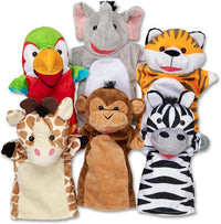 Safari Buddies hand puppets set of 6 animal puppets for pretend play