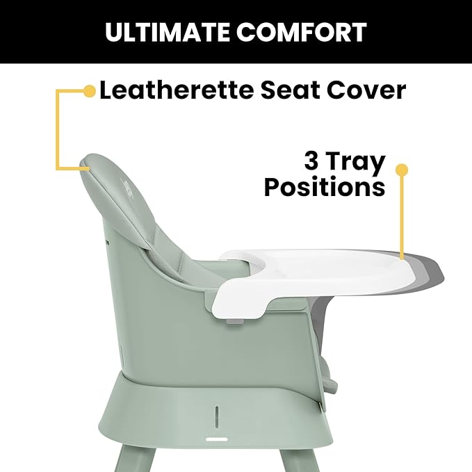 Sage Green Milestone 6-in-1 High Chair by Delta Children, Modern Design and Adjustable for Kids