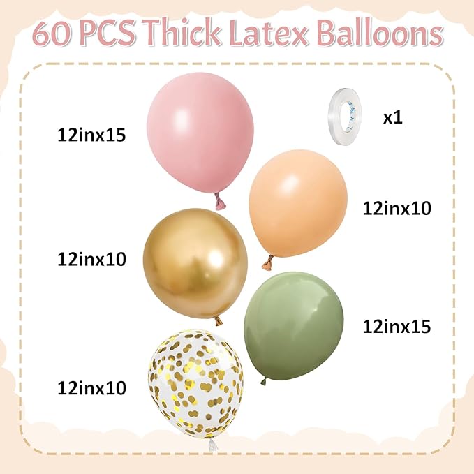 Sage green and pink balloons for birthday and party decoration
