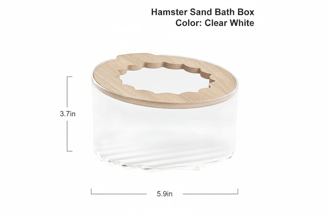 Side view showing compact and durable hamster sand bath enclosure