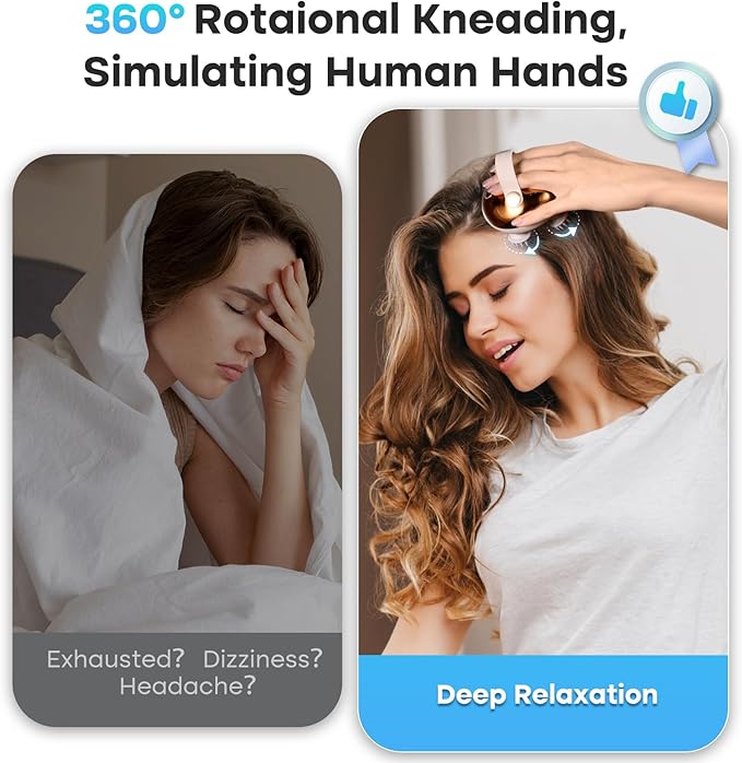 scalp massager with 128 massage nodes for effective stress relief and circulation