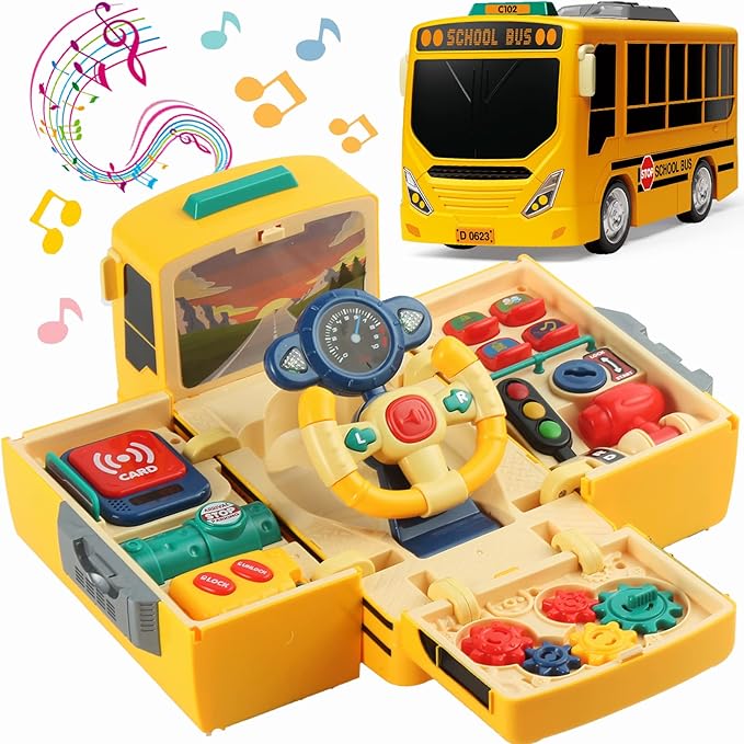 School bus toy with sound and light effects for boys and girls