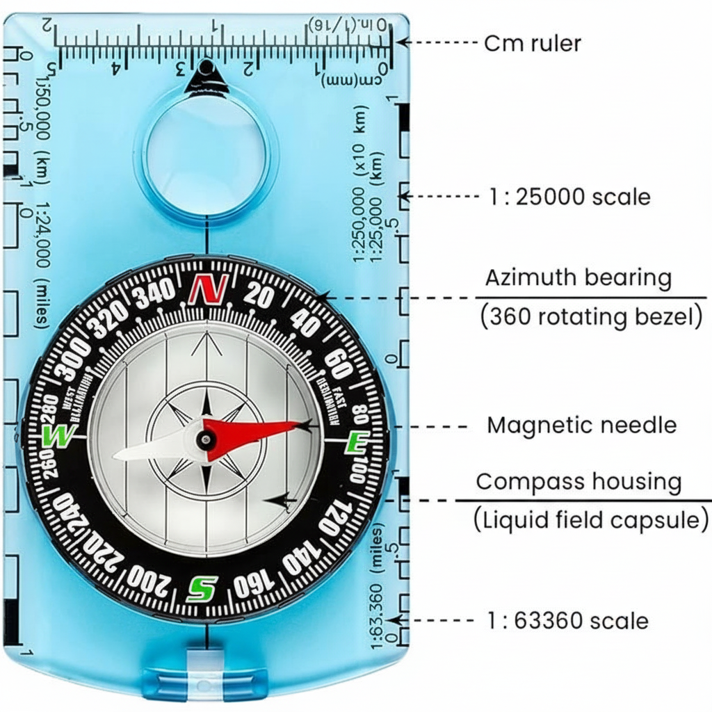 Scout compass with precise needle for accurate navigation