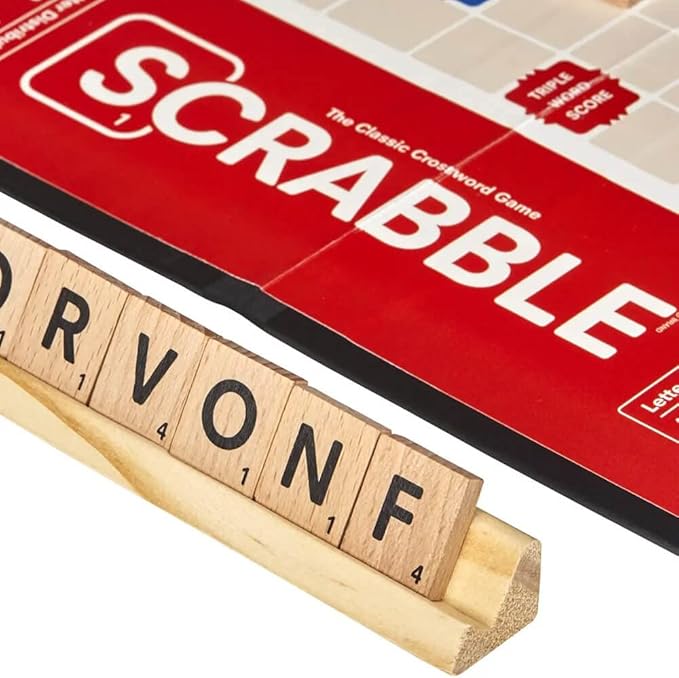 Scrabble wooden letter tiles for crossword play