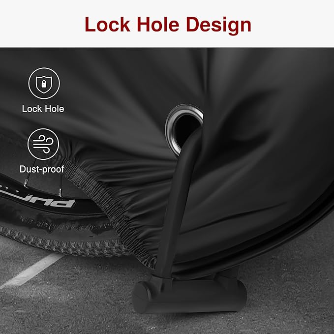 Bike cover with lock hole for secure outdoor parking