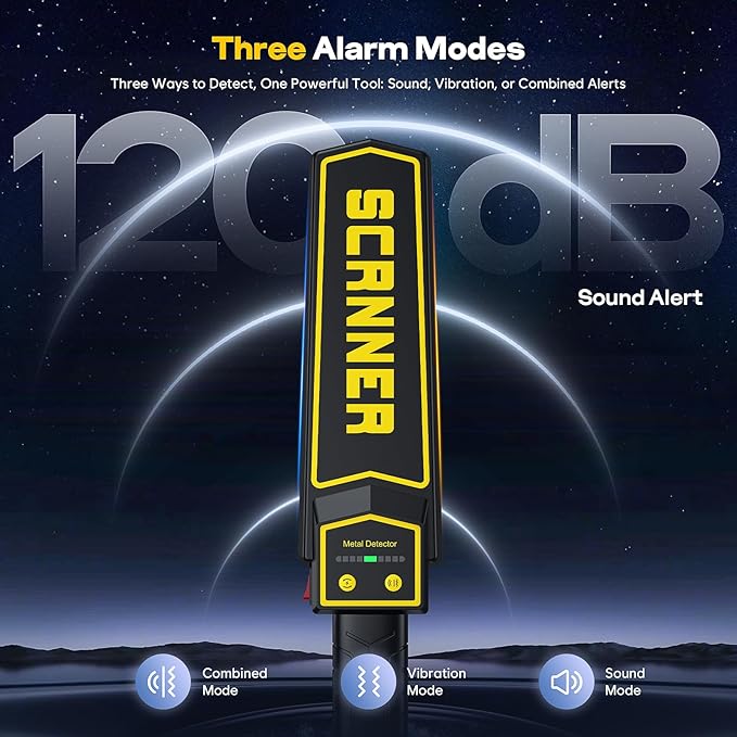 Security metal detector wand with sound and vibration alert