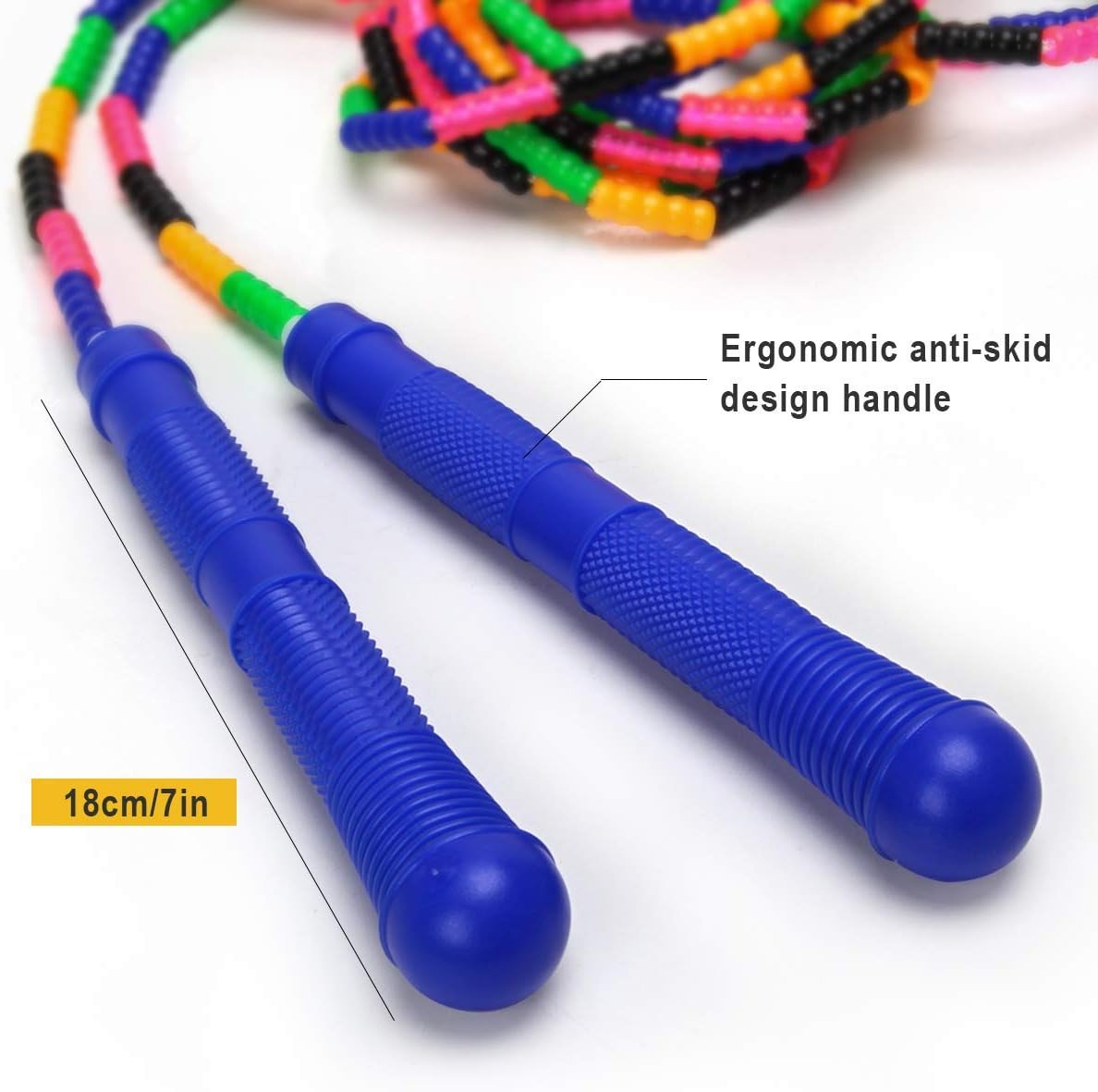 Segmented plastic jump rope for outdoor games and fitness use