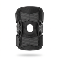 Self-adjusting hinged knee brace front view showing ergonomic compression and joint stabilization for men and women