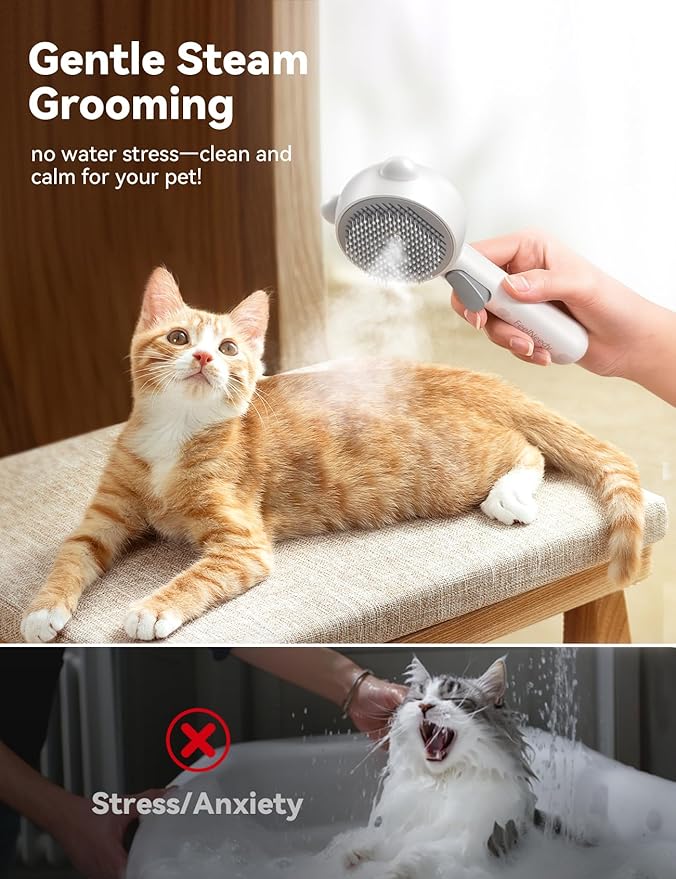 self cleaning cat shedding brush with release button