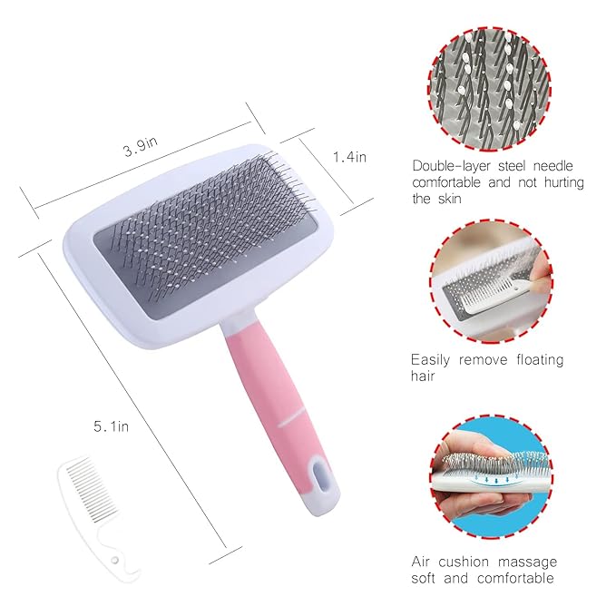 self cleaning slicker brush for pet grooming and shedding