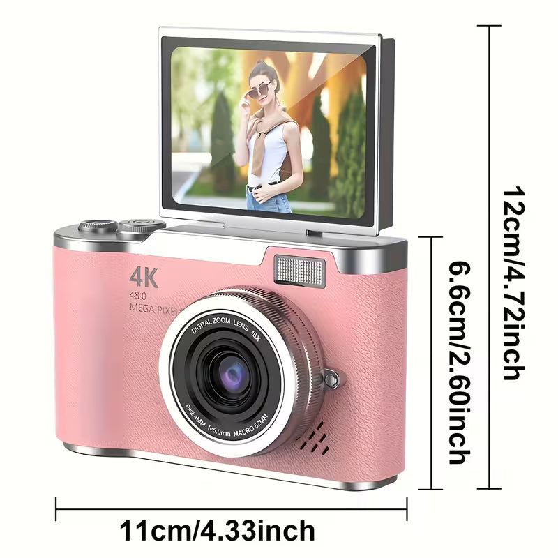 Digital camera with selfie screen for vlogging