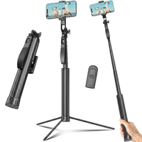 72 inch selfie stick tripod with remote phone stand black
