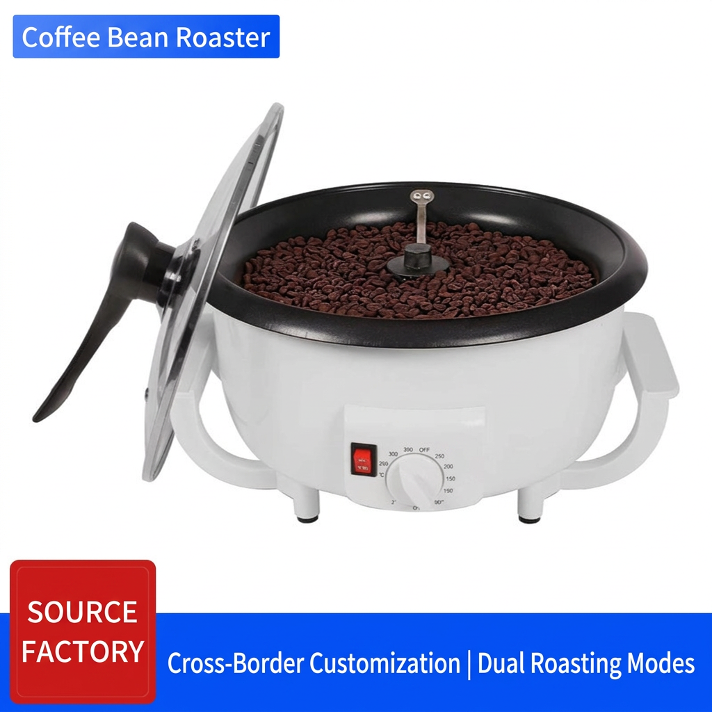 Semi-automatic electric coffee roaster for countertop use