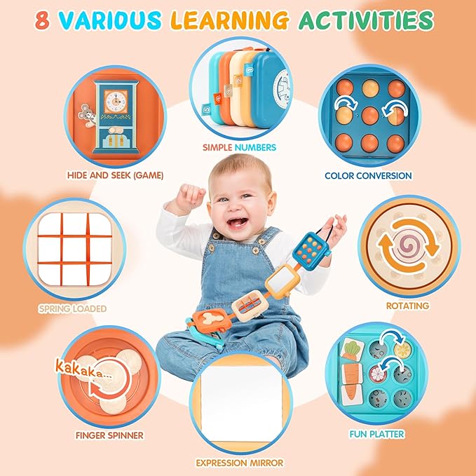 sensory busy cube toy with buttons switches and zippers for toddlers