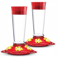 Set of 2 hanging glass bird feeders with 10 oz capacity