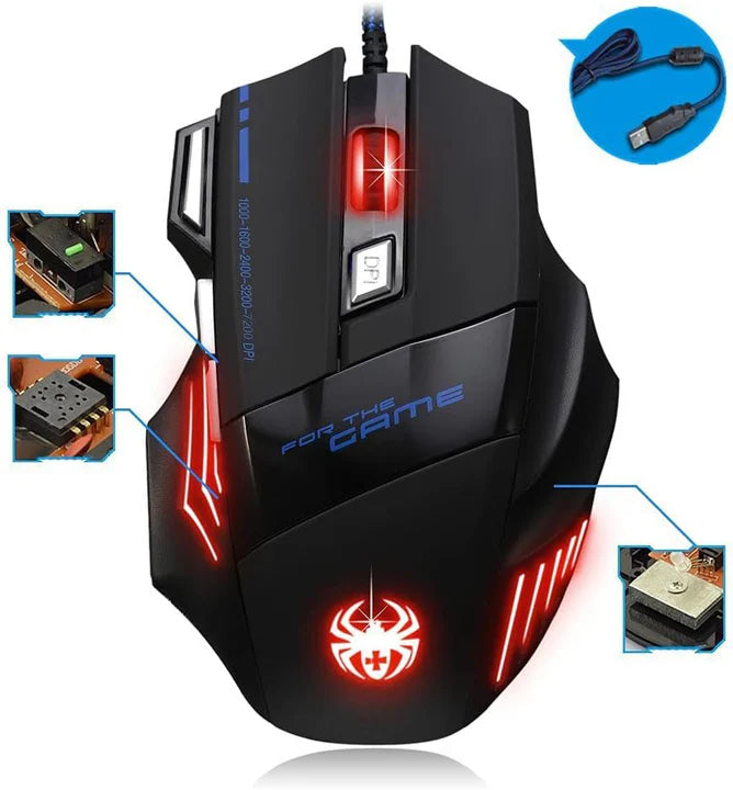 7 button wired computer mouse with ergonomic design