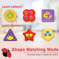 Shape matching baby toy with colourful activity pieces