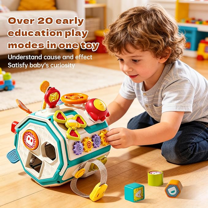 Shape sorter music toy for toddlers with interactive activities
