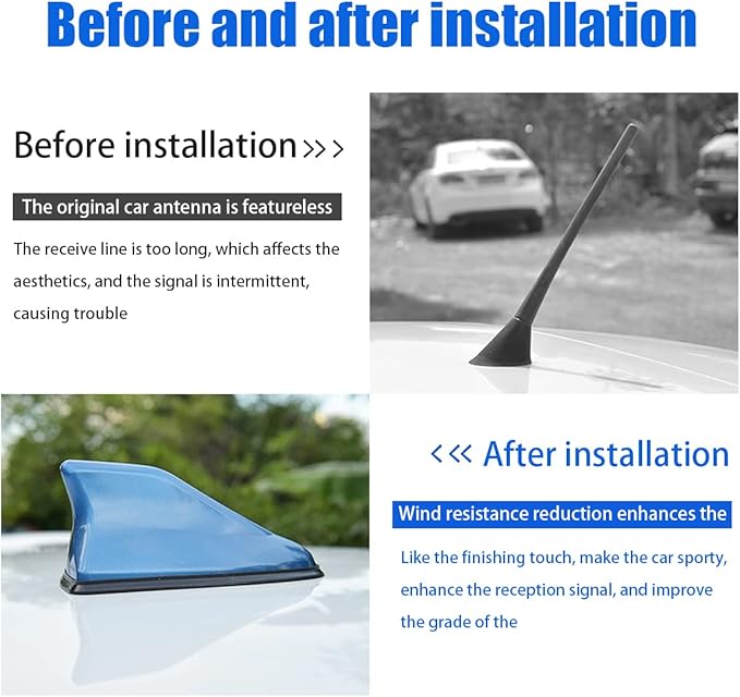 Adhesive Tape Installation for Car Shark Fin Antenna Cover, Easy Peel-and-Stick