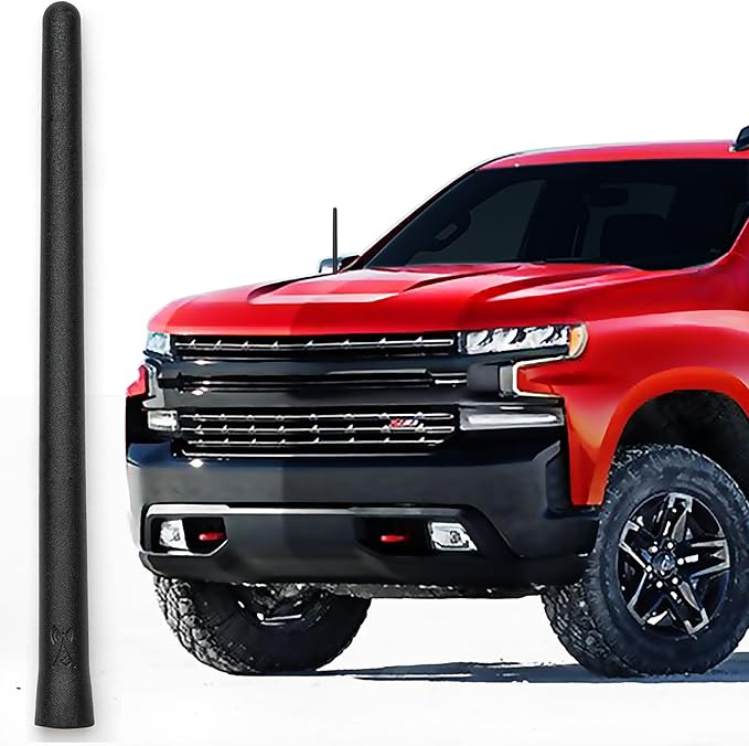 AntennaMastsRus Short Rubber Antenna for Chevrolet Silverado 1500, 6 3/4 Inch, Black EPDM Rubber