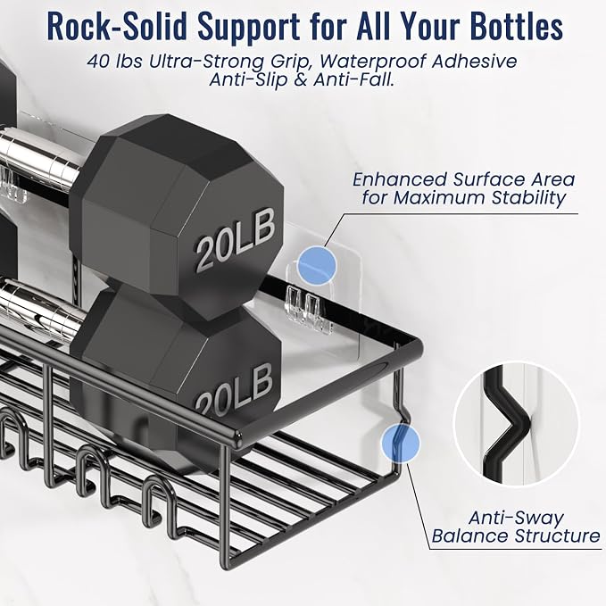 Bathroom shower organizer with toothbrush and toothpaste holder
