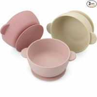 3 Pack Baby Bowls with Suction, Soft and Safe Silicone for Toddlers and Babies
