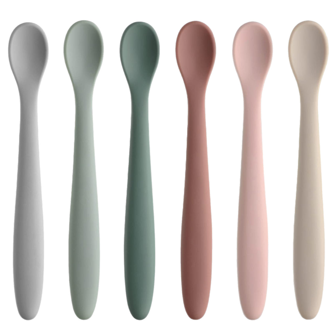 6-Piece Silicone Baby Feeding Spoons Set, Soft-Tip Feeding Utensils