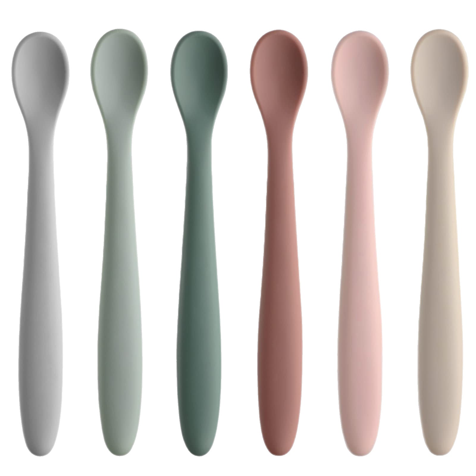 6-Piece Silicone Baby Feeding Spoons Set, Soft-Tip Feeding Utensils