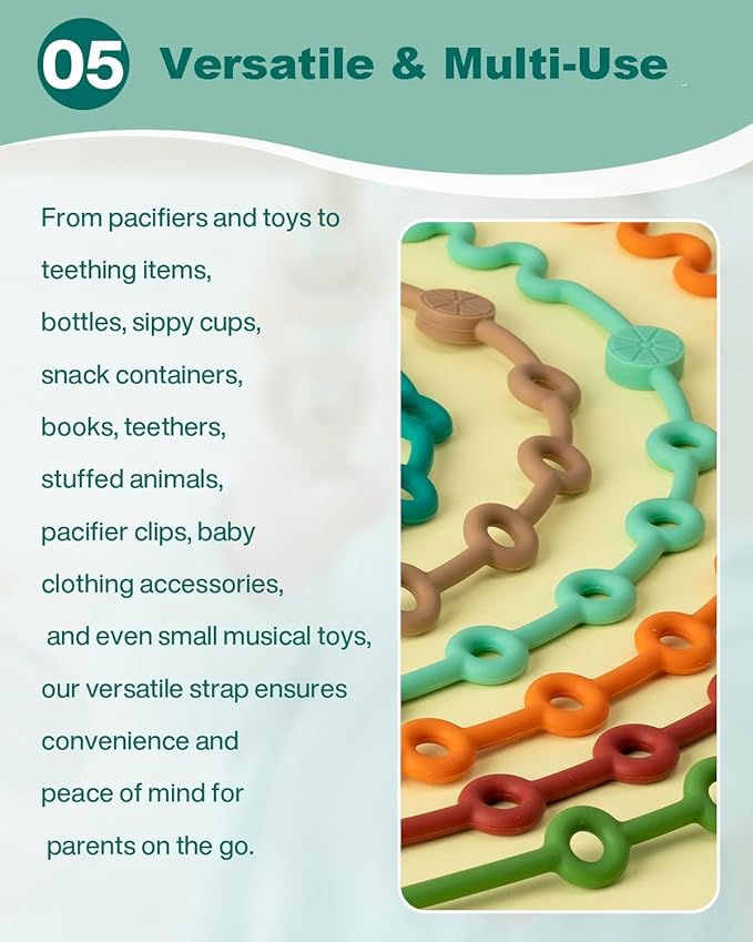 silicone baby toy strap loop design adjustable holder