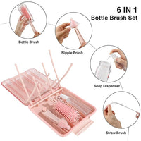 Silicone bottle brush cleaner set for feeding bottles