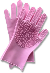 Flexible grooming gloves with soft silicone bristles