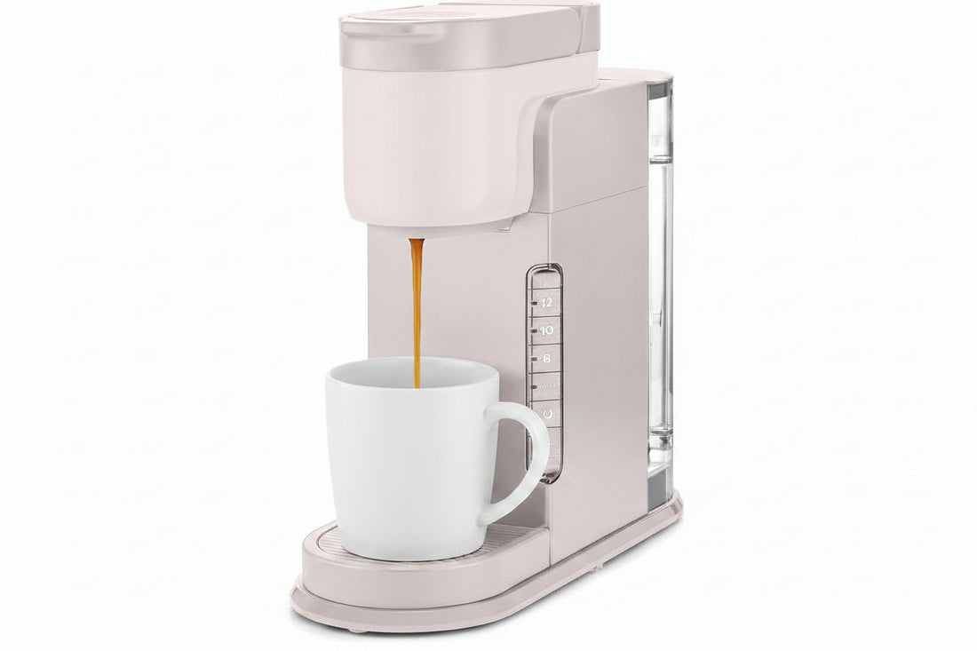 Warm stone single-serve pod coffee maker with removable water reservoir