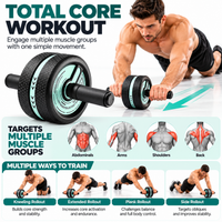 Single-wheel abdominal trainer for controlled rolling movements and muscle engagement.