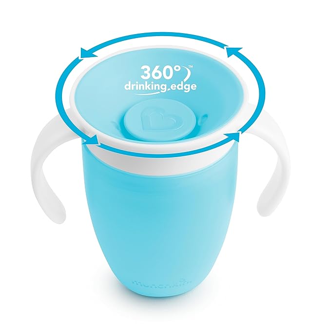 toddler sippy cup with 360 degree drinking edge for spill proof use