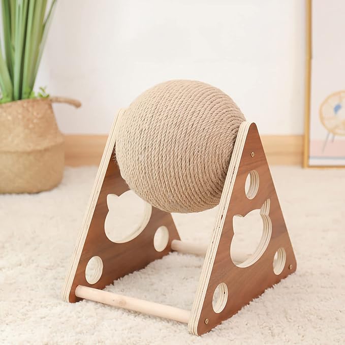 Sisal Cat Scratching Ball with Rolling Toy Design
