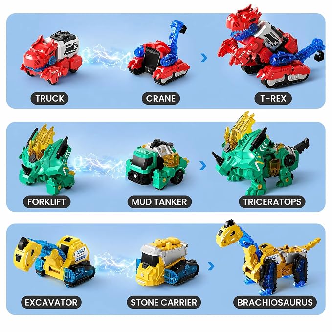 Six-piece magnetic construction truck toy set for kids